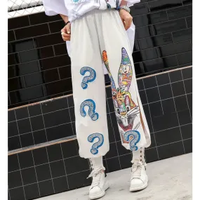 Bugs Bunny and Friends Cartoon Sequined Wide-Leg Loose Pants