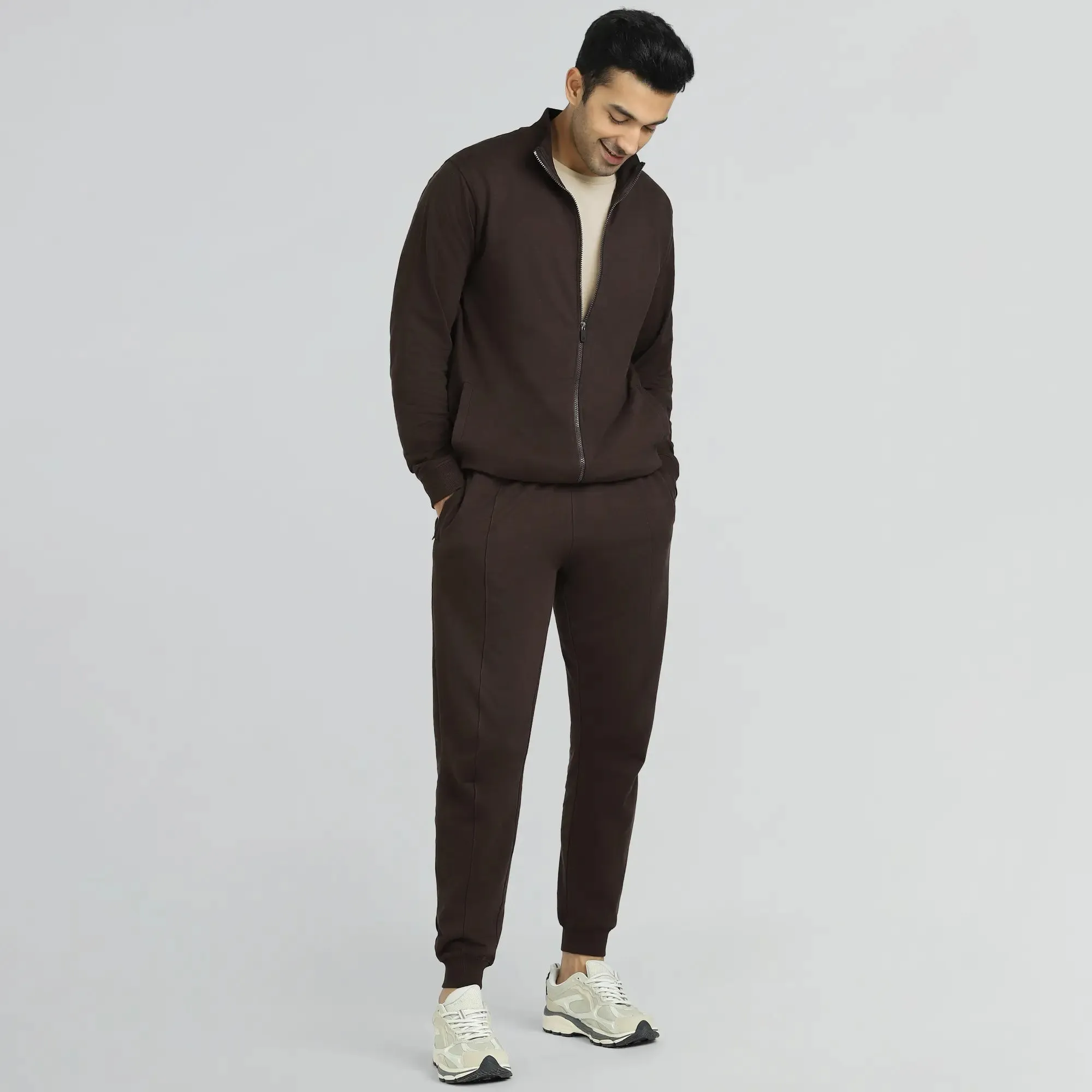 Cruze French Terry Cotton Zip Ups Malt Brown