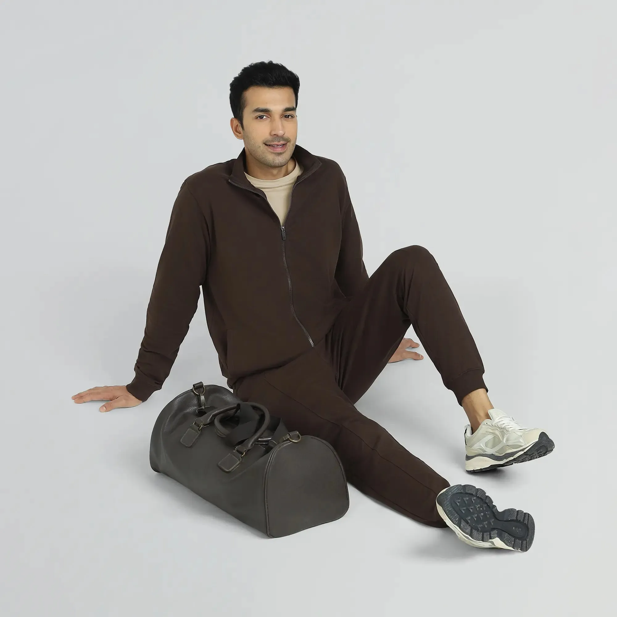 Cruze French Terry Cotton Zip Ups Malt Brown