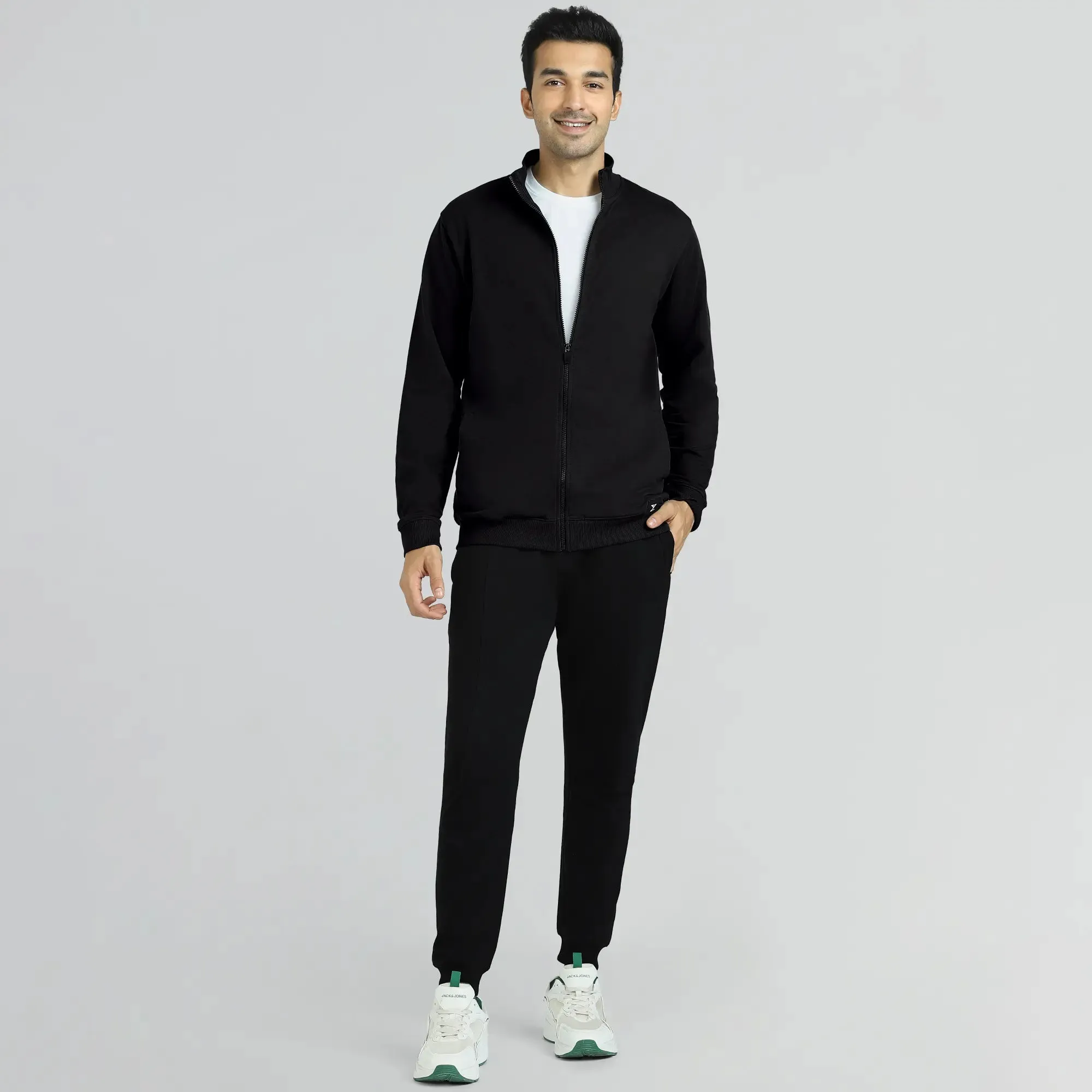 Cruze French Terry Cotton Zip Ups Pitch Black