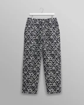 Kurt - Navy Flower Stamp Jacquard Trousers