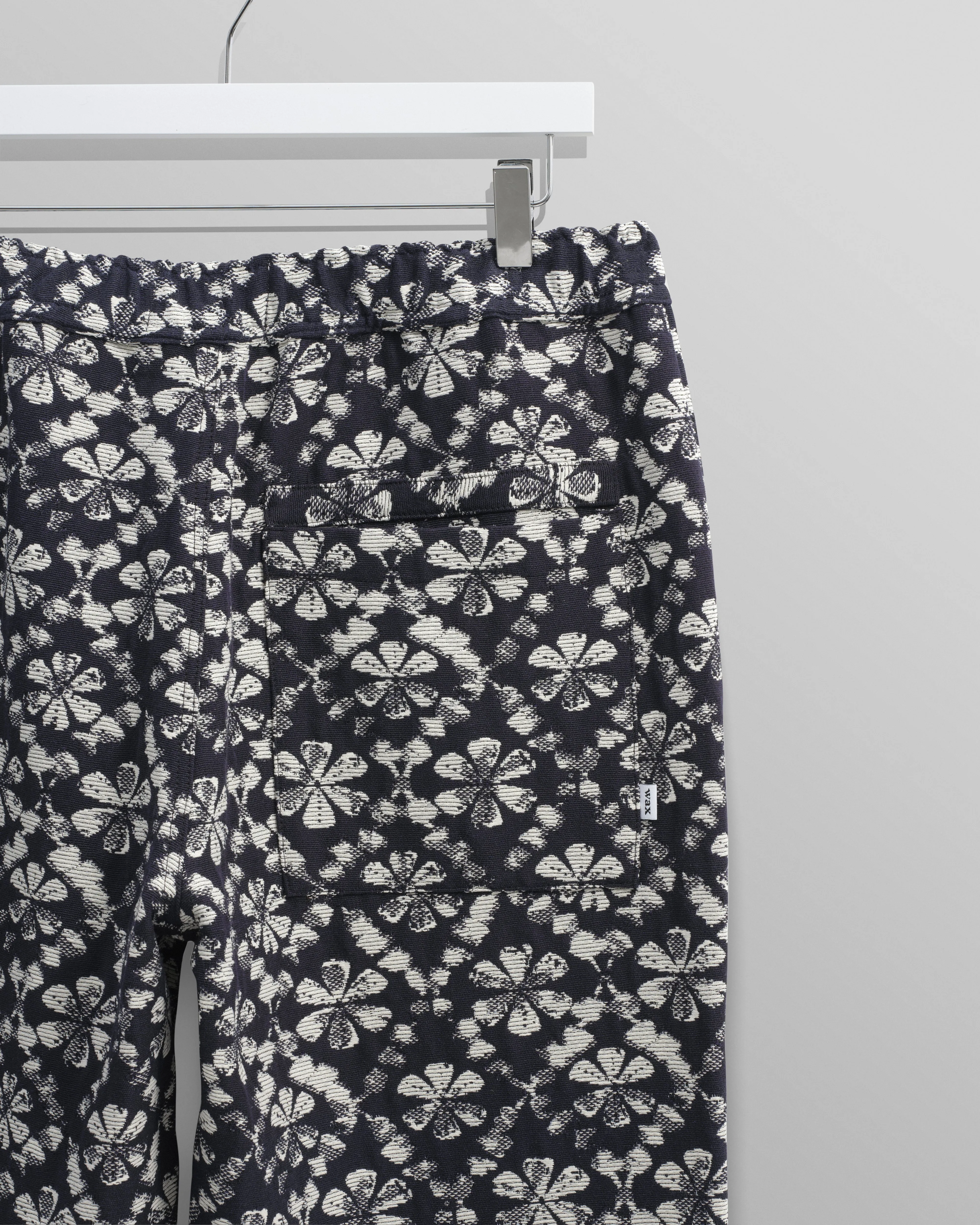 Kurt - Navy Flower Stamp Jacquard Trousers