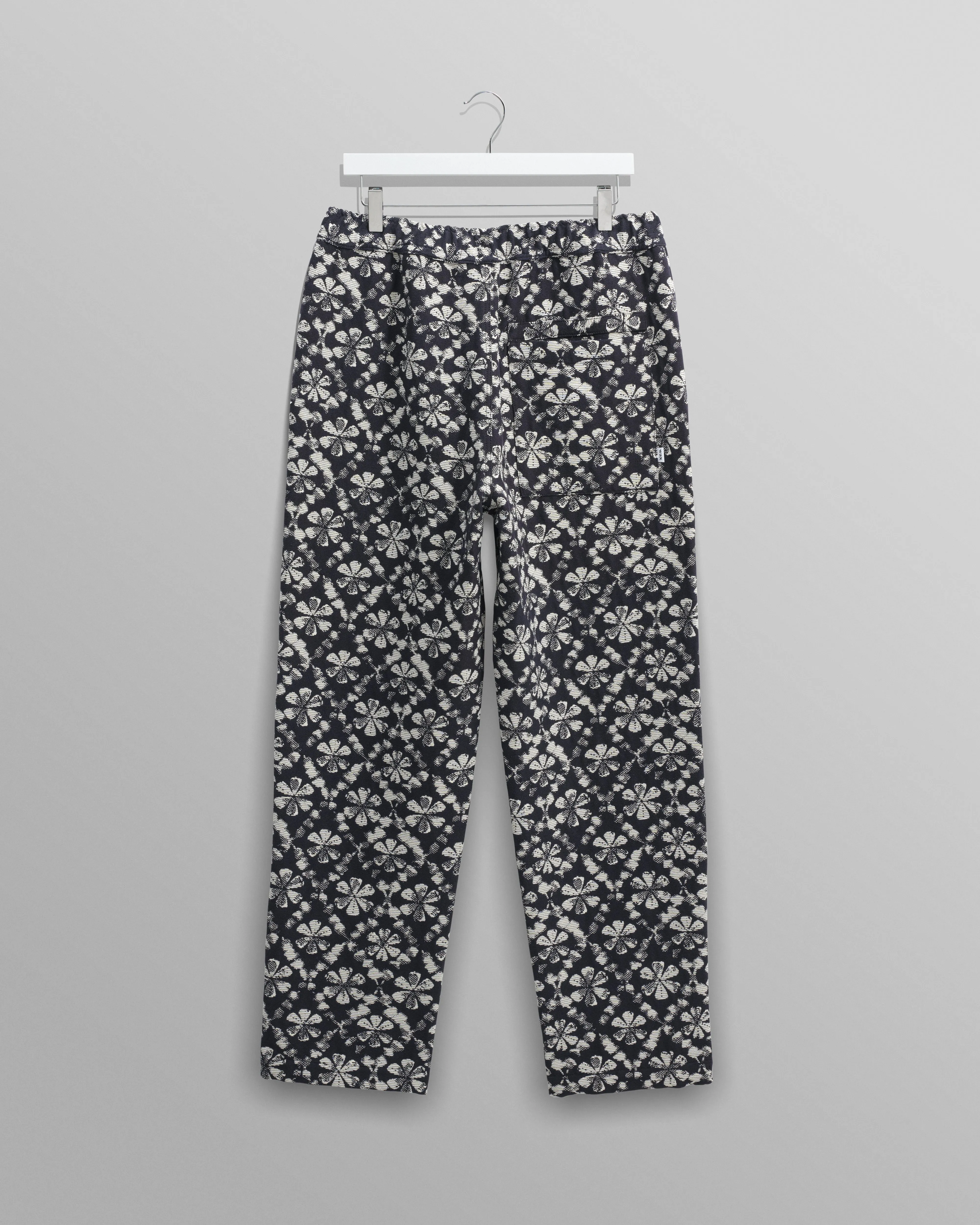 Kurt - Navy Flower Stamp Jacquard Trousers