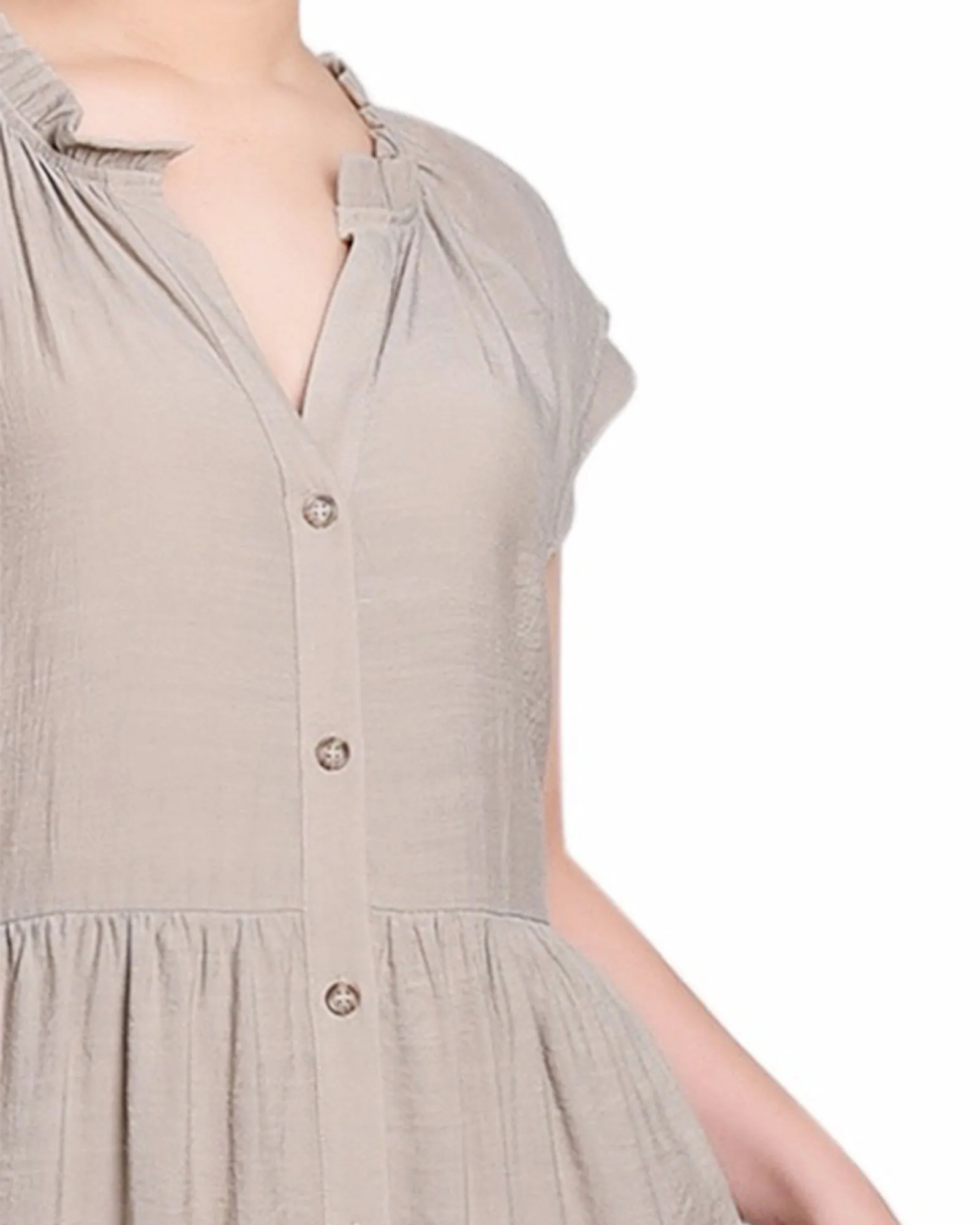 Petite Short Sleeve Slubbed Midi Dress