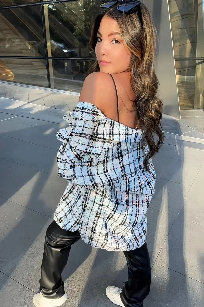 Shadowboxer Sequin Plaid Shacket