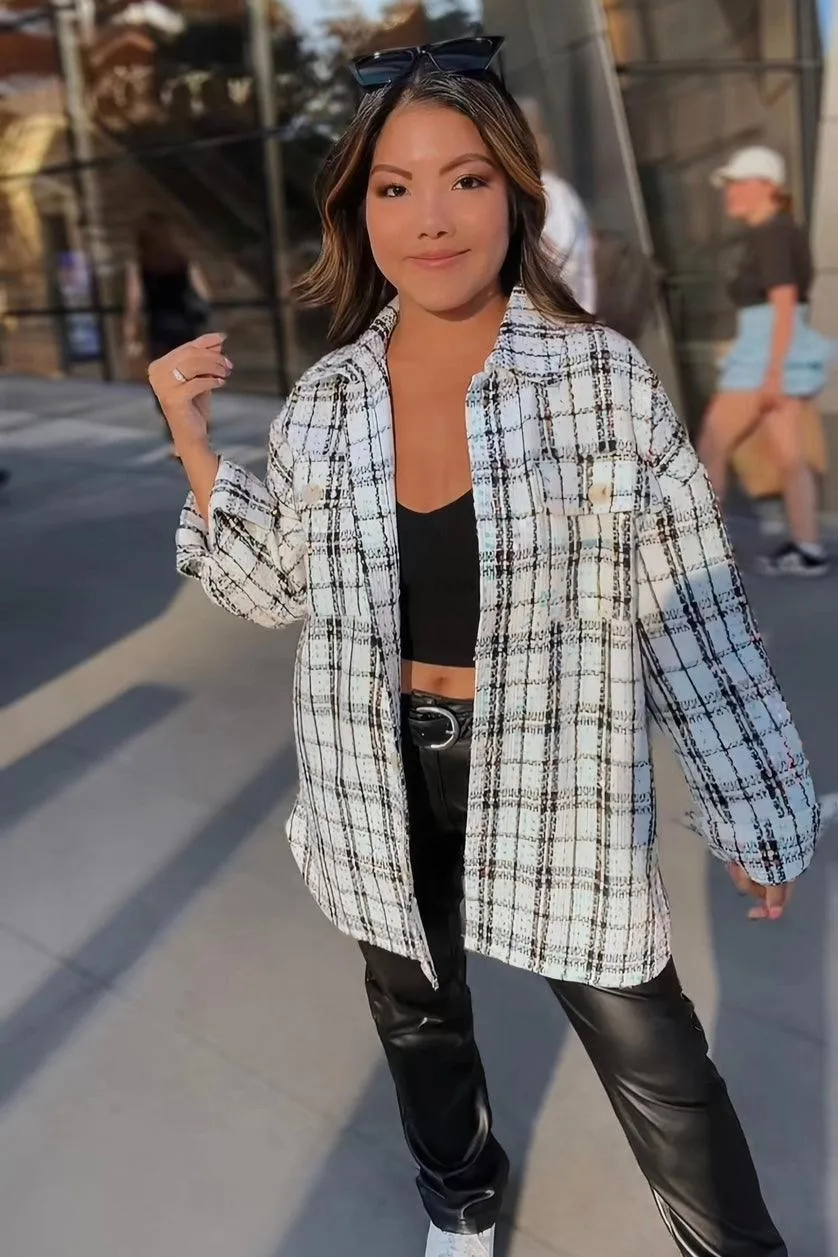Shadowboxer Sequin Plaid Shacket