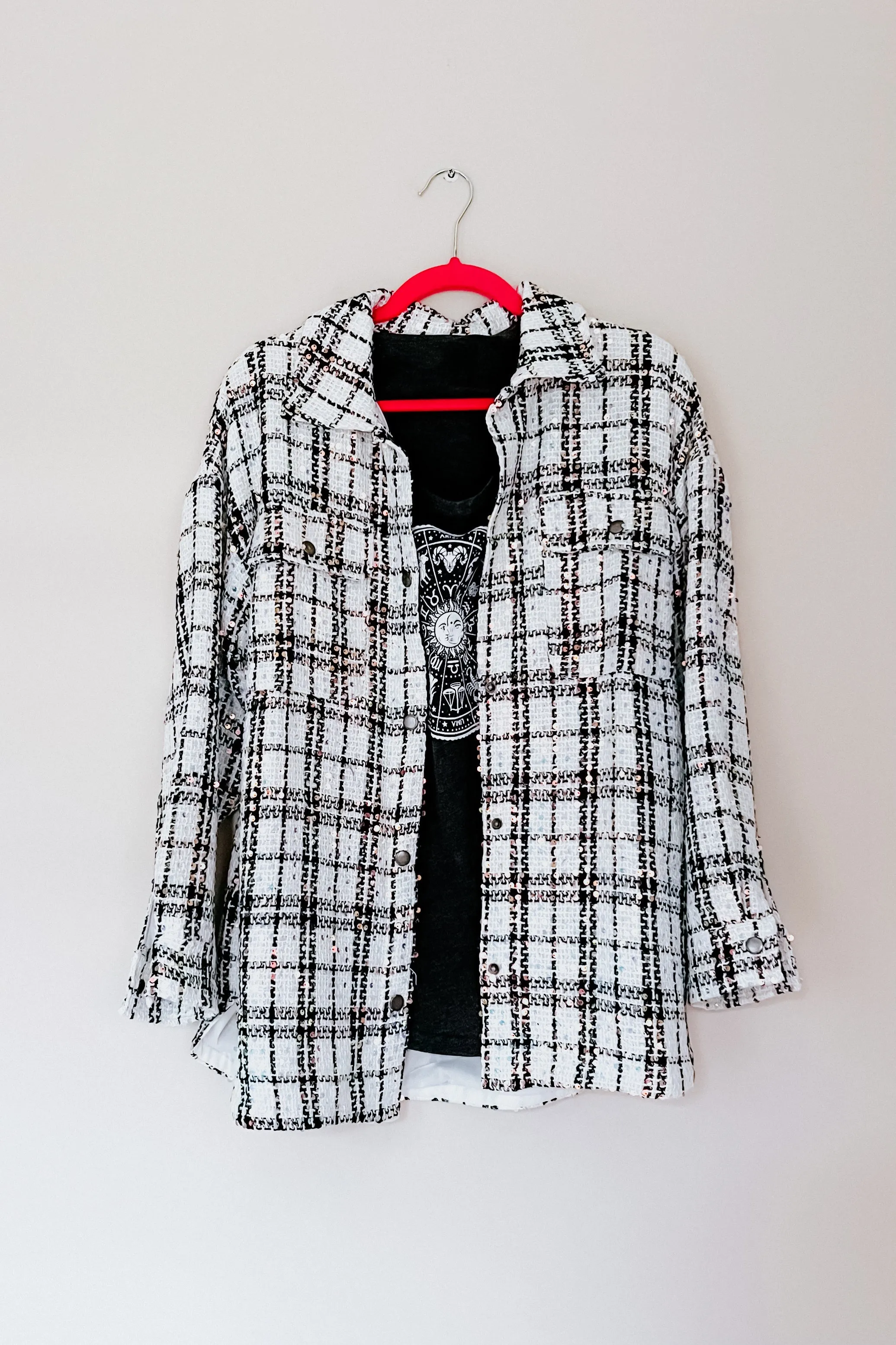 Shadowboxer Sequin Plaid Shacket